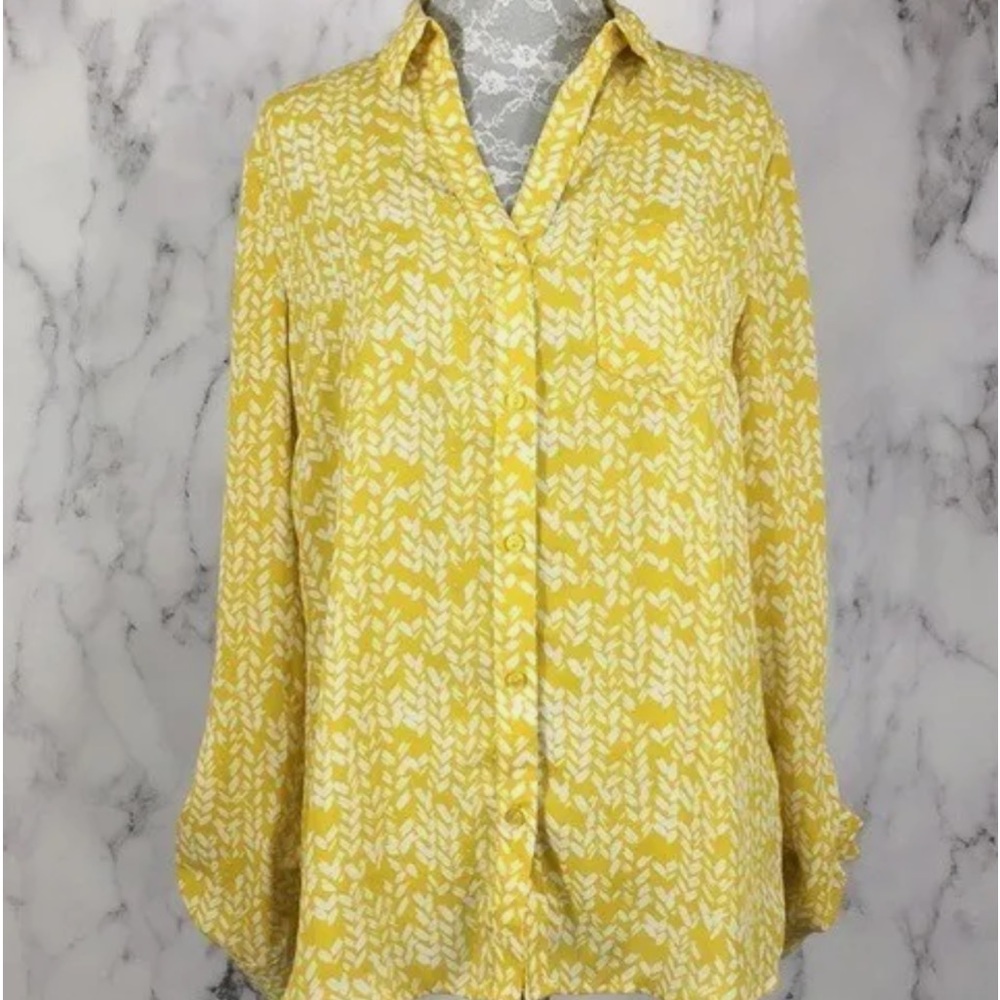 The Limited Yellow and White Button up Blouse | size small | Classic Fit